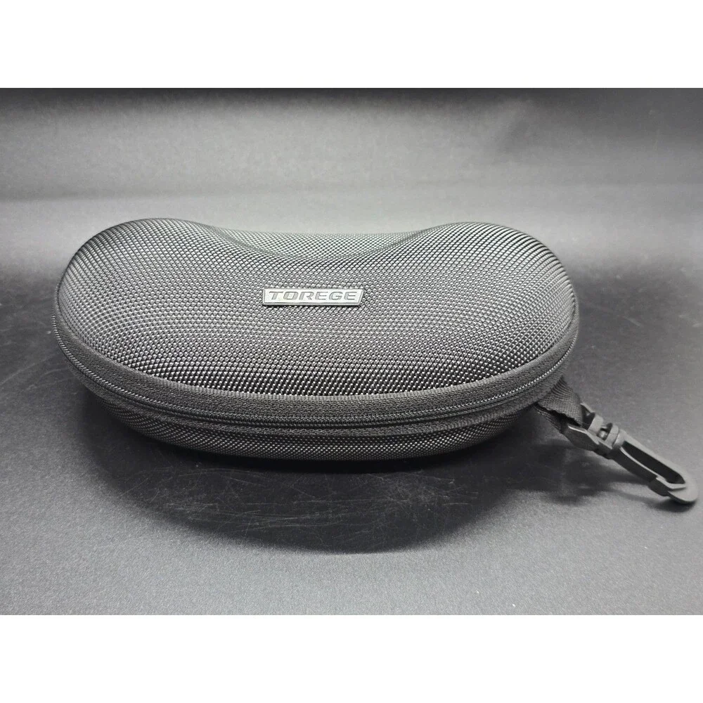 TOREGE  SPORT Sunglasses Hard Case Zip-up Black With Lens Cloth And Cord Holder